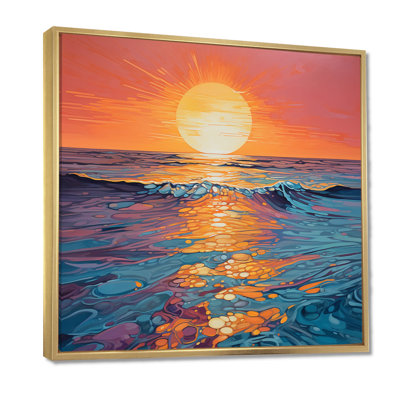 Golden Sunset Reflections Of Calm Ocean Blue Waves - Sunset, impression d'art mural