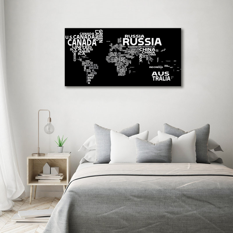 World Map With Subtitles - Wrapped Canvas Print