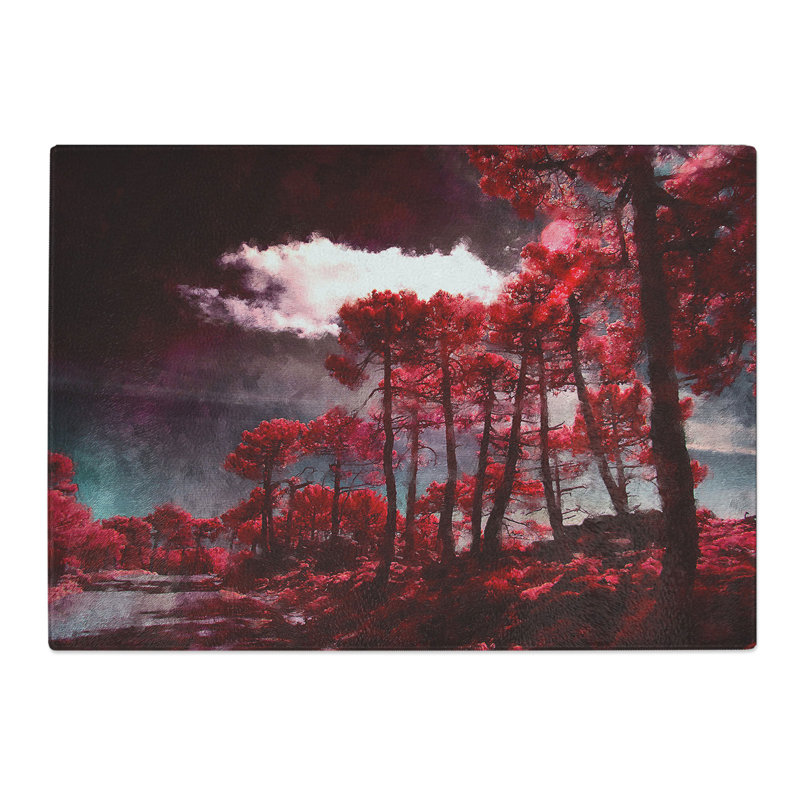 Tempered Glass Plum Forest Chopping Board, 20 cm x 28.5 cm