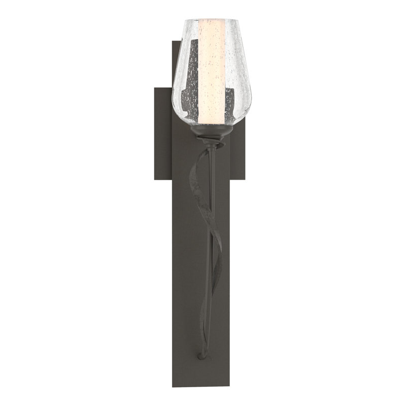 Flora 1 - Light Armed Sconce, Dark Smoke, Seeded Clear/Opal White