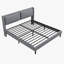 Cadre de grand lit avec ports USB, cadre de lit plateforme avec tête de lit réglable en tissu de lin, sommier robuste, aucun sommier requis, assemblage facile, gris-1040942871