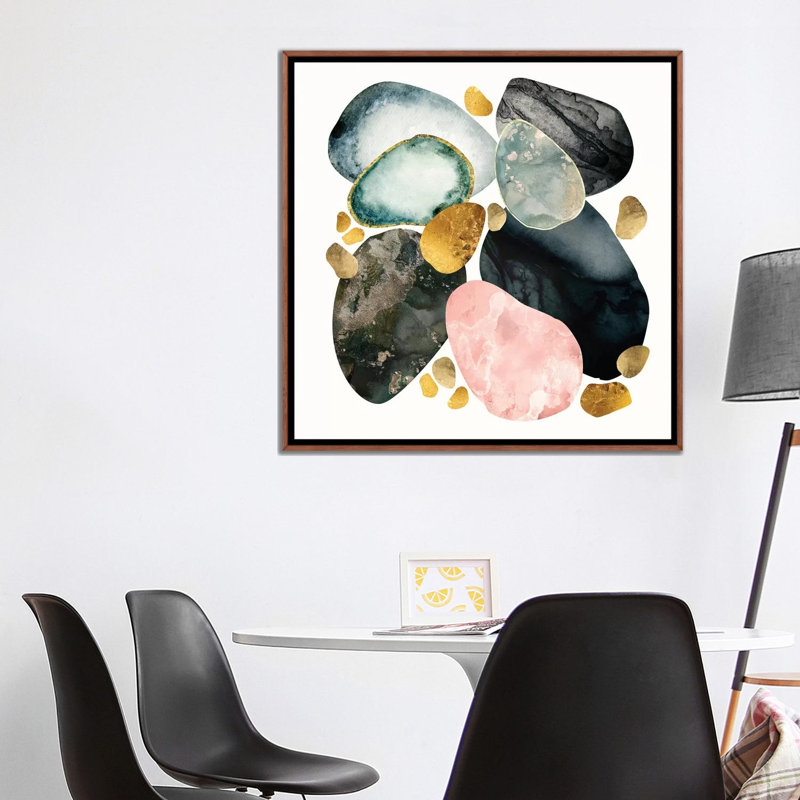 Pebble Abstract - impression d'art graphique, Aucun mat, Toile classique avec cadre brun, H 37 po x l 37 po x P 1,5 po