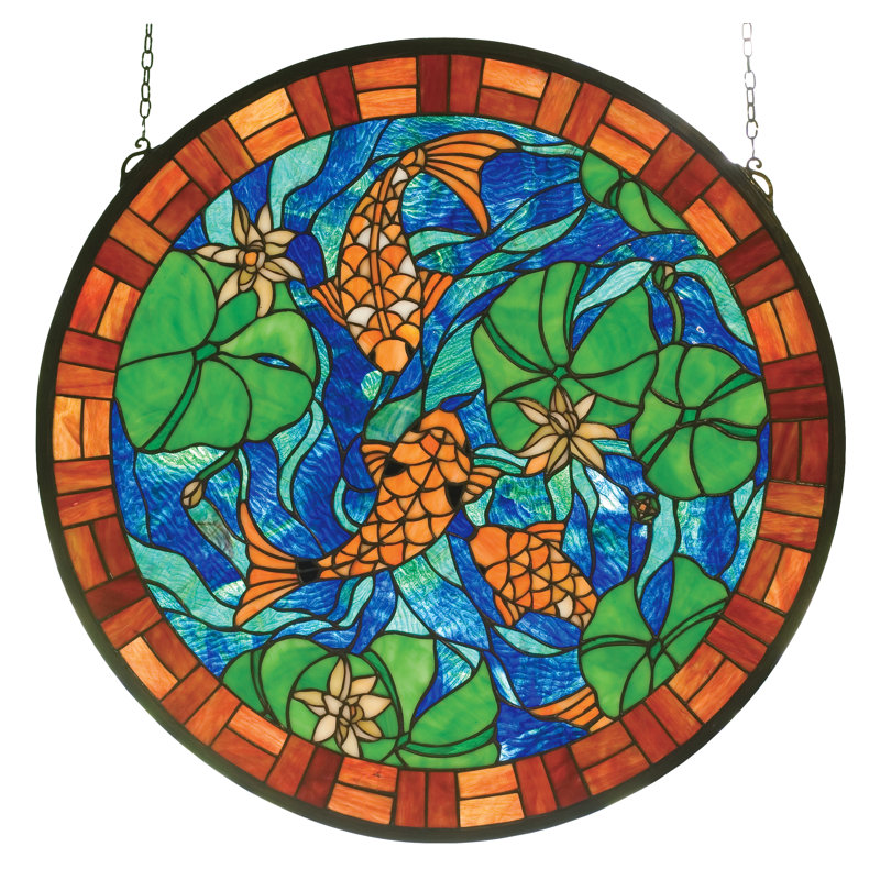 Vitrail lys 24 "x H 24" Koi Pond