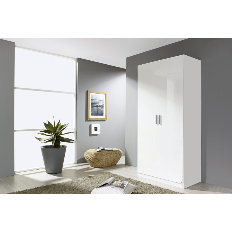 Celle 1 Door Wardrobe, Highgloss white and alpine white, 2 Doors: 91cm