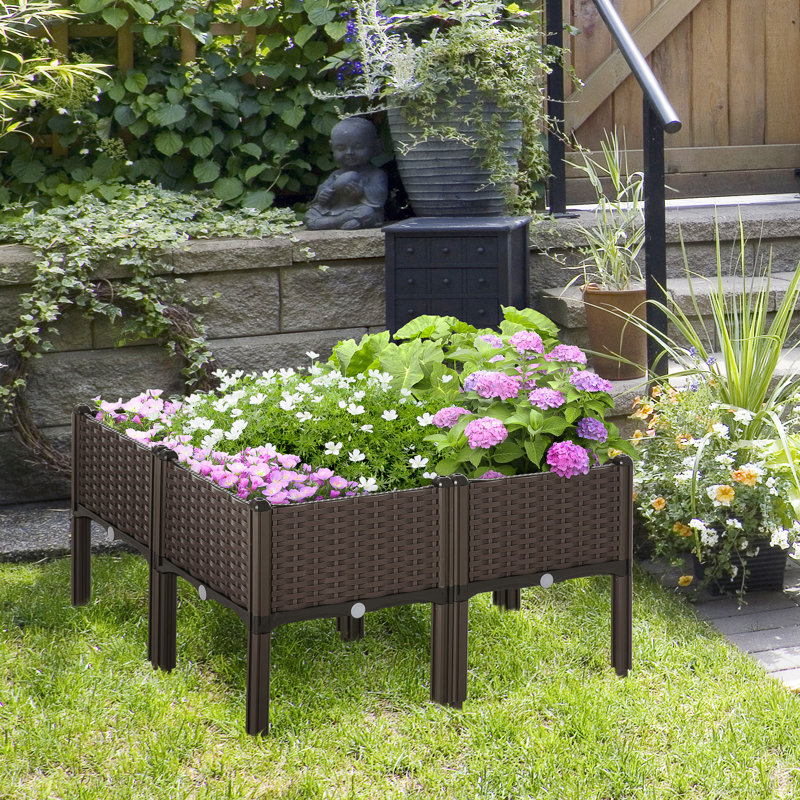 Lit de jardin surélevé en polypropylène 1 pi x 1 pi