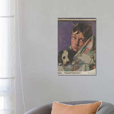 Boy And Dog In Quilt by Norman Rockwell - Gallery-Wrapped Canvas Giclée on Canvas