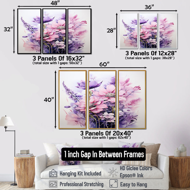Weller - Poppy Wall Art Decor Set, Gold Floater Framed, 32" H x 48" W x 1" D
