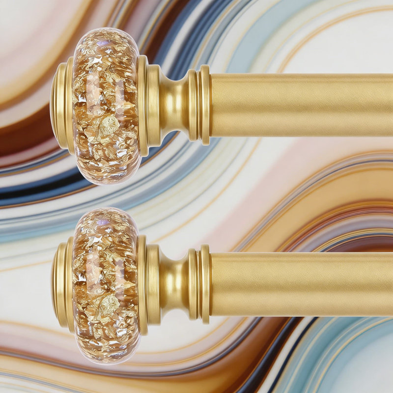 Ensemble de tringle à rideaux en or robuste avec embouts en cristal, tringle à rideaux réglable de 1 pouce de diamètre pour fenêtres de 48 à 84 pouces, tringles décoratives de style campagne rétro faciles à installer