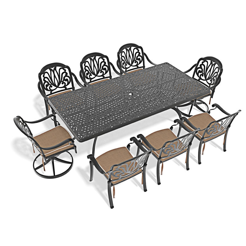 9-Piece All-Weather Cast Aluminum Dining Set, 8