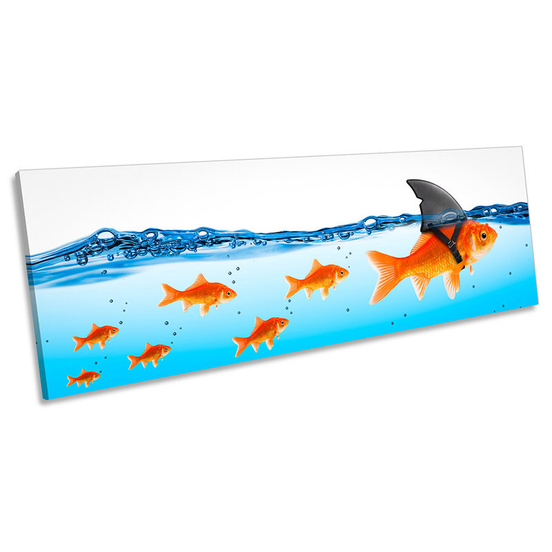 Goldfish Shark Family Bathroom - Wrapped Canvas Panoramic Print, 30.48cm H x 91.44cm W