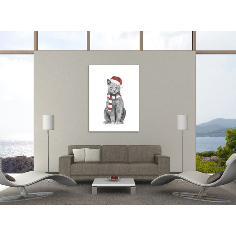 «Xmas Cat», toile tendue par Balazs Solti, H 16 po x l 12 po x P 1,5 po