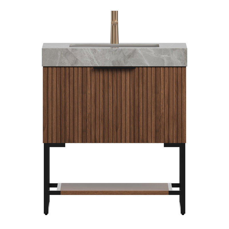 Meuble-lavabo de 30 po avec plateau en pierre frittée et lavabo en céramique