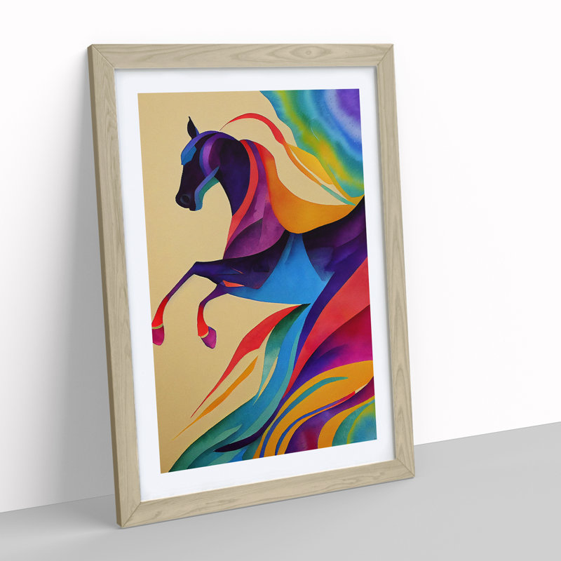 Horse Abstract No.4 - Single Picture Frame Print, 34cm H x 25cm W x 2cm D, Oak