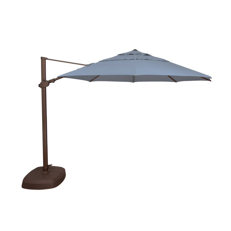 Parasol en porte-à-faux Sunbrella® 12,3 pi Tavin, Tissage uni Sunbrella® océan, Bronze