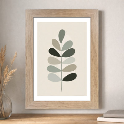 Nordic Fern Wall Art - Minimal Scandinavian Botanical Home Decor, Abstract Sage & Beige Composition, Giclee Art Print 1 Piece Wall Art