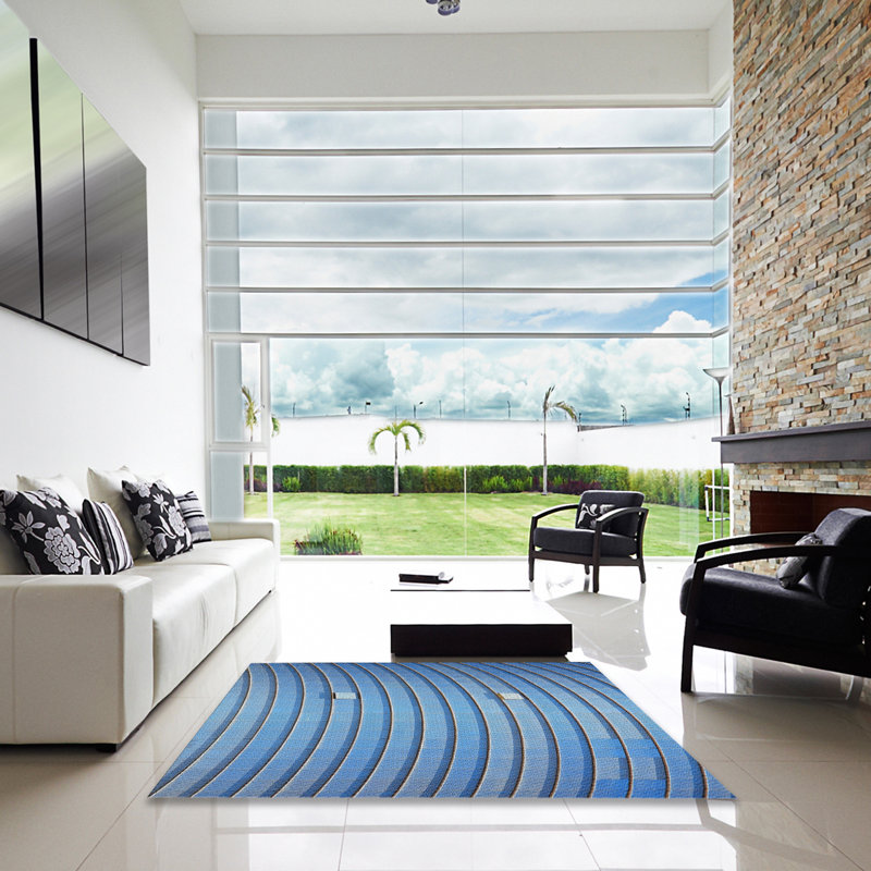 Tapis de zone bleue à motifs, Carré 4 pi