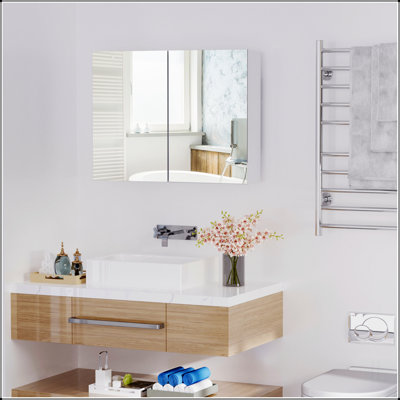 Double Door Wall Mounted Bathroom Mirror, 31.5" x 23.5" Medicine Cabinet