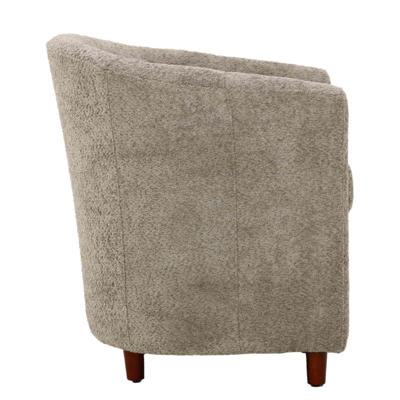 Lakendrick Upholstered Barrel Chair, Tan Polyester Blend