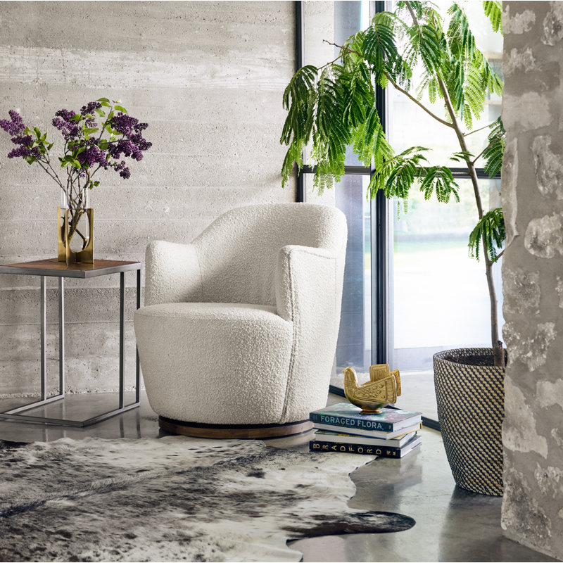 Aurora Wide Swivel Armchair, Knoll Natural Boucle