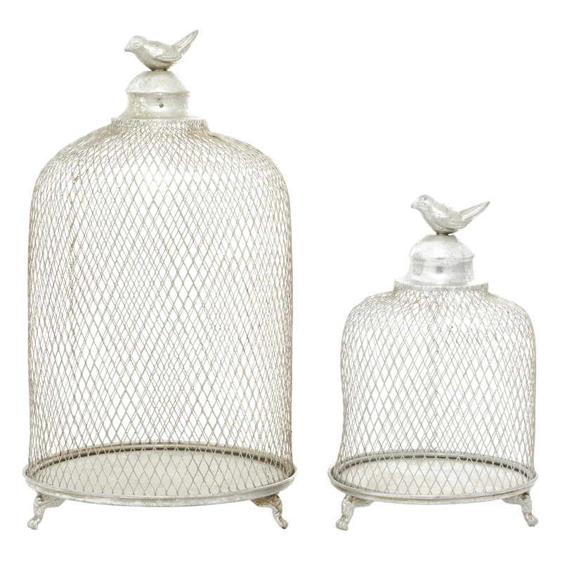 Ensemble de lanternes de bougie décoratives en métal avec cage surélevée