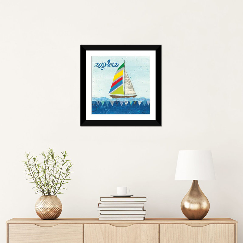 « arc-en-ciel spinnakers iv », impression sur toile, H 18 po x l 18 po x P 1,5 po, Papier d'art encadré noir, Blanc