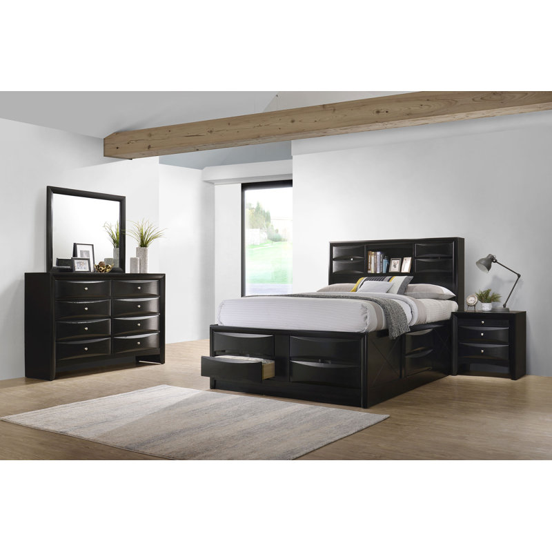 Ensemble de chambre à coucher de très grande qualité 4 pièces Hildebert Hildebert - noir, Grand lit