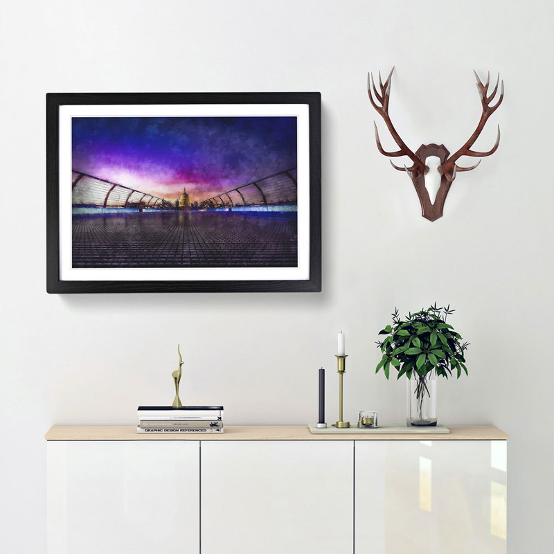 St. Pauls Cathedral in London - Picture Frame Graphic Art Print, 45cm H x 63cm W x 2cm D, Black Framed