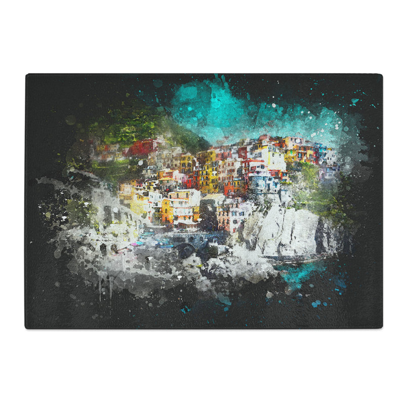 Tempered Glass Cinque Terre in Italy Chopping Board, 28.5 cm x 39 cm