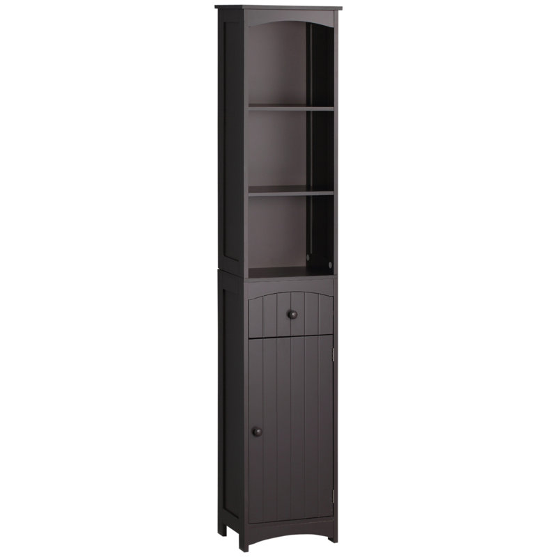 Grande armoire à linge autoportante pour salle de bain avec tablettes à 3 niveaux et tiroir