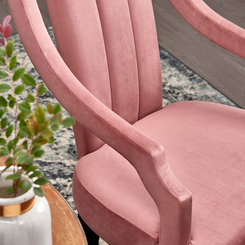 Ensemble de 2 chaises de salle à manger en velours Vertu Performance, Vieux rose