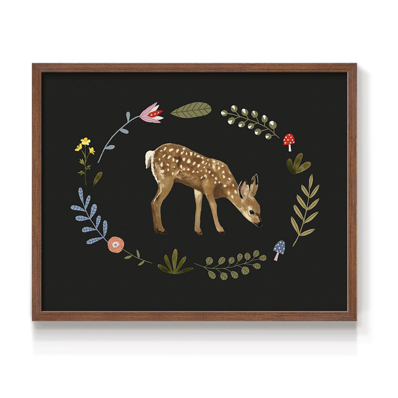 Critter & Foliage III - Reproduction encadrée - Restickable, H 11 po x l 14 po, Noyer