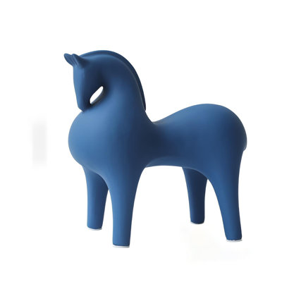 Cheval rouge, sculpture en céramique nordique minimaliste, art abstrait