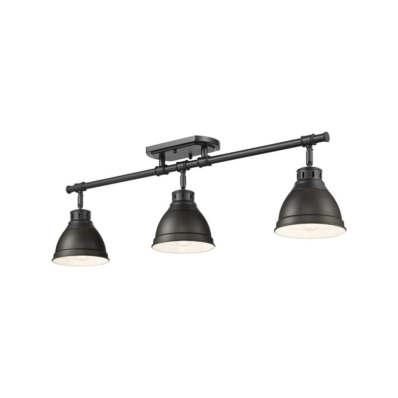 Plafonnier semi-encastré 3 lumières Bryannah, Noir mat, Bronze huilé