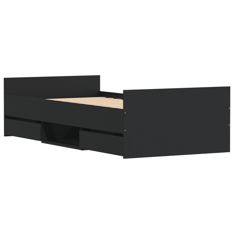 Addylen Storage Bed, Black, European Single (90 x 200cm)