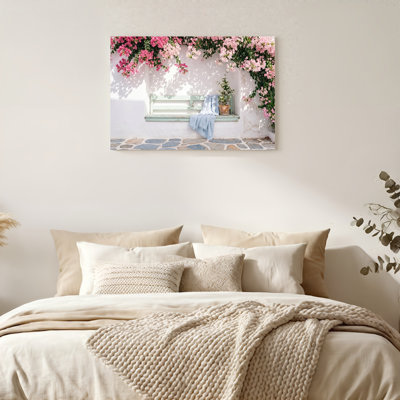Art mural sur toile Gallery Wrap pour le salon, la chambre à coucher, le bureau ou le vestibule - décoration murale décorative avec banc floral