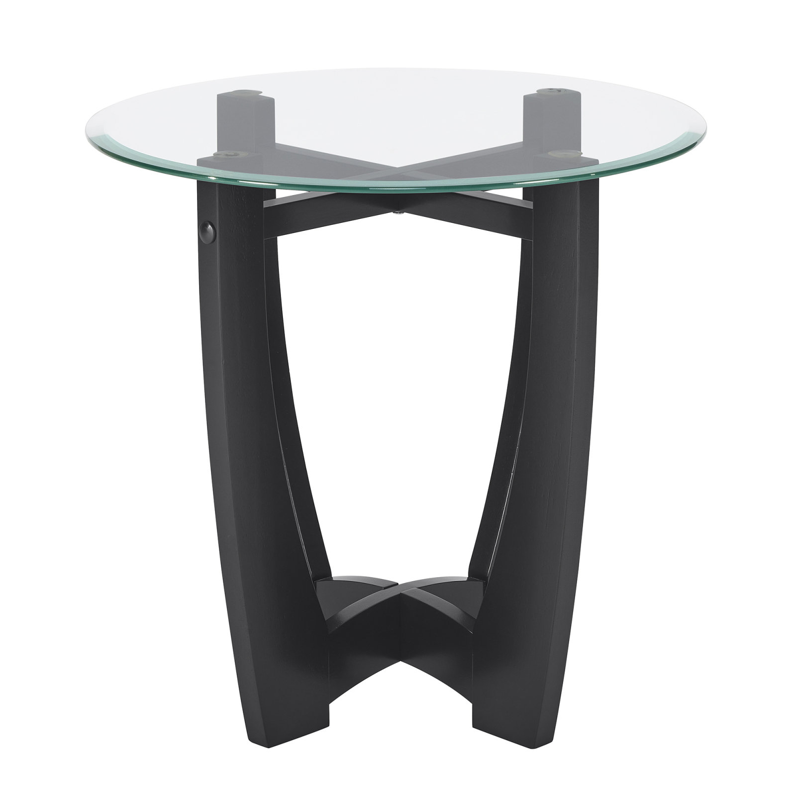 Latitude Run® 23.5-Inch Round Glass Coffee Table With Black Frame ...