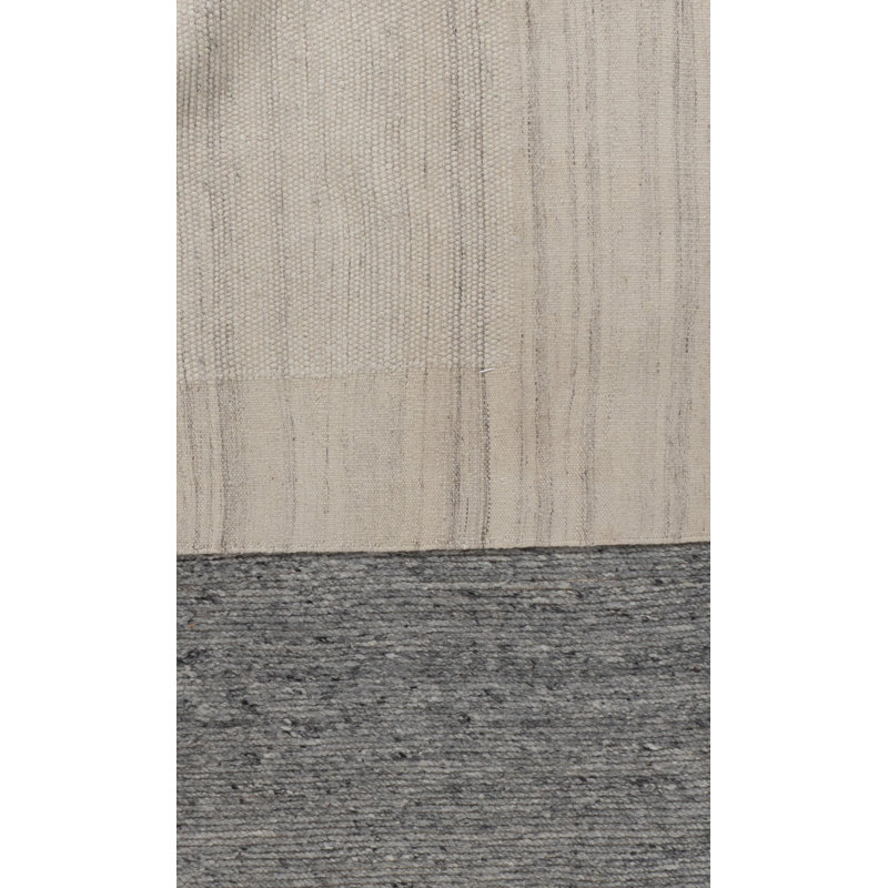 Flatweave Wool Abstract Area Rug in Cream/Gray/Black