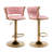  Pink Velvet Swivel Bar Stools Set of 2, Modern Adjustable Height Barstools with Golden Metal Base for Kitchen Island-1146756353-1144765667