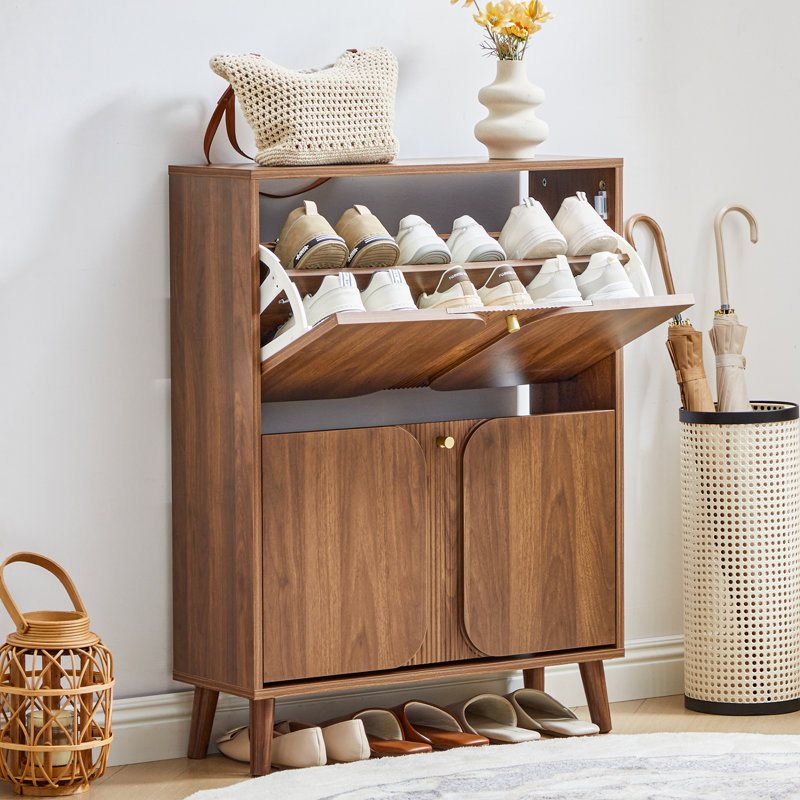 Armoire de rangement pour 12 paires de chaussures, Brun