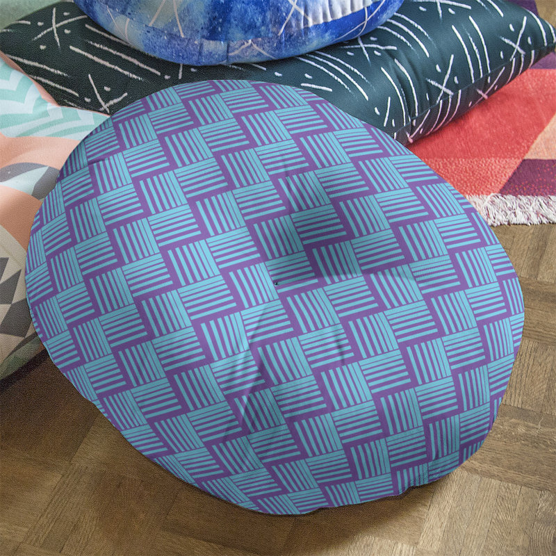 Coussin de sol classique à rayures Baskettressées, 26 po x 26 po, Mauve/bleu sarcelle