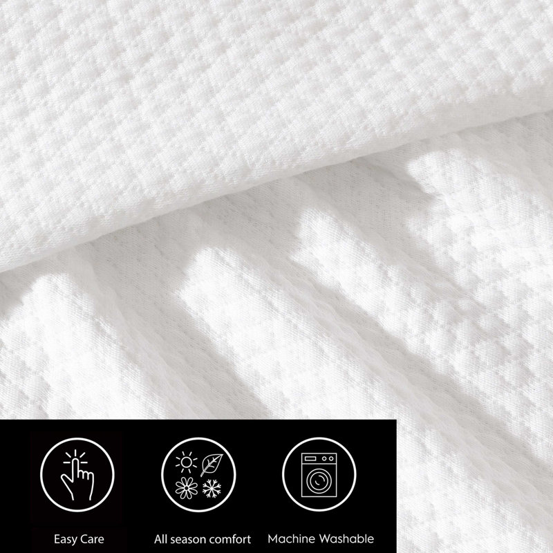 Vera Wang Matelesse Cotton White King Blanket, White, King