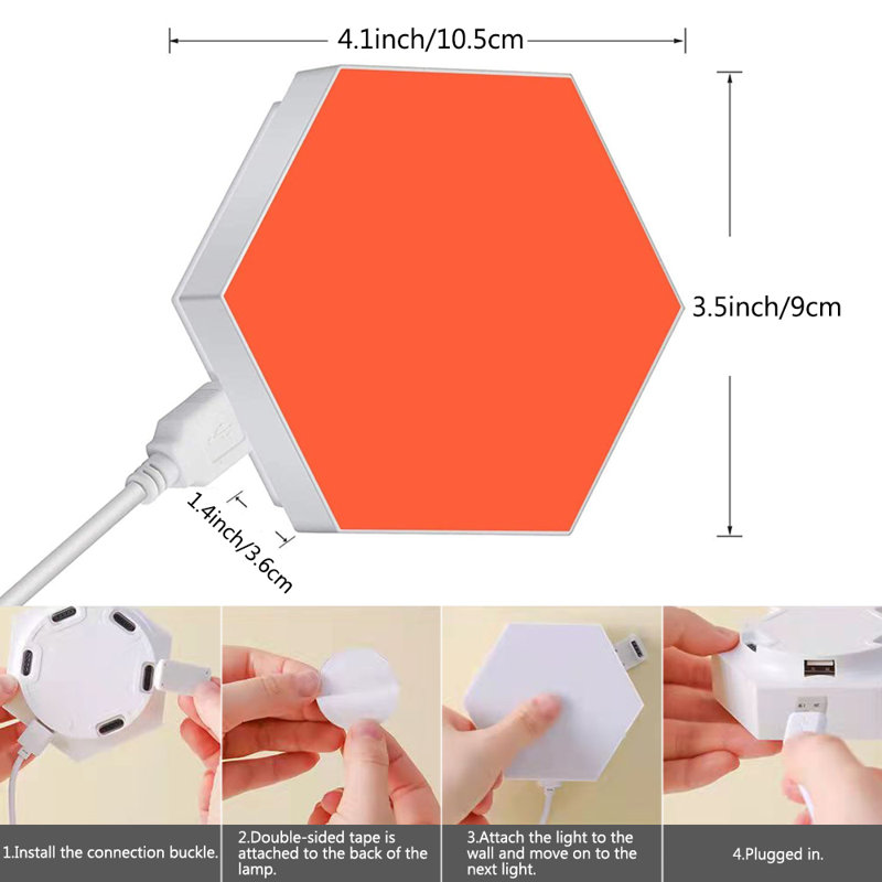 Touch Sensitive RGB Hexagon Wall Lights DIY Geometric LED Wall Panels with Remote Control