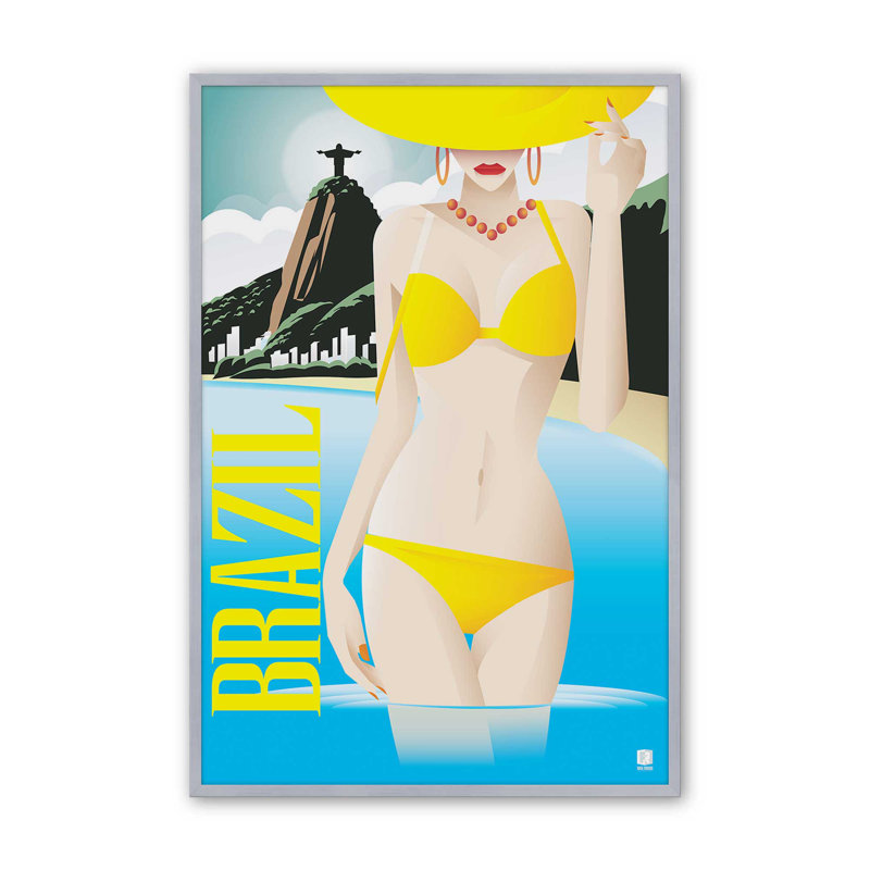 Viva Brazil Art Print, Framed Print without Mat, 15.25" H x 12.25" W, Polished Chrome