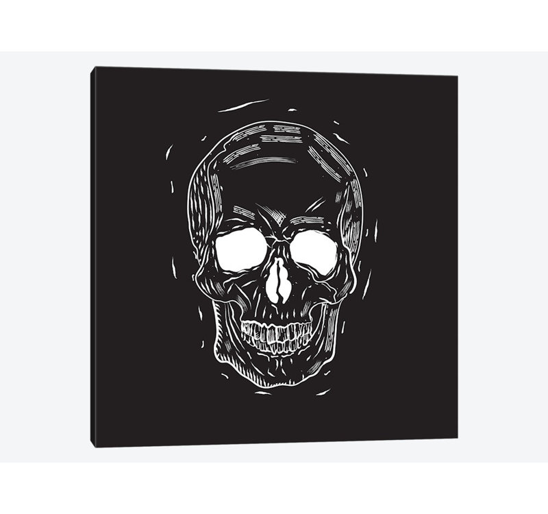 «Spooky Cut Skull», impression sur toile tendue, H 12 po x l 12 po x P 0,75 po, Toile tendue, Pas de tapis