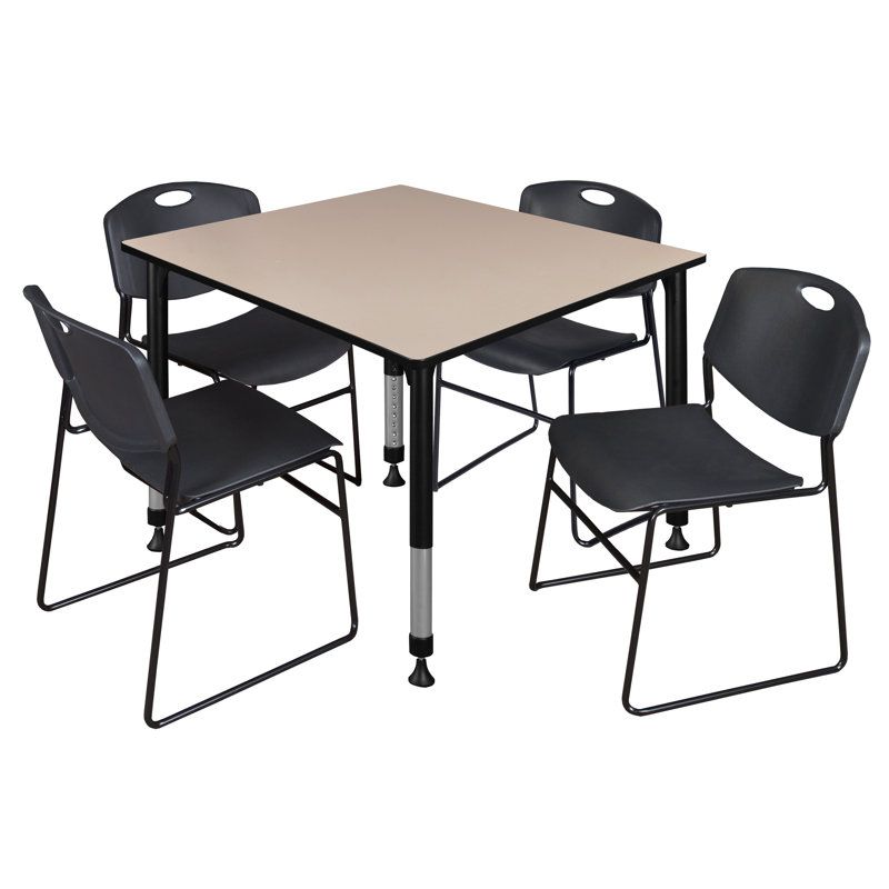 Ensemble de table de salle à manger et de chaises Kee Mobile, Érable / noir, H 34 po x L 48 po x l 48 po