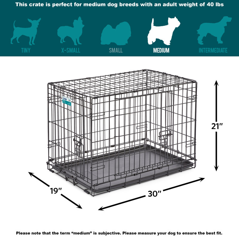 Extra Small Black Rolling Metal Dog Crate with Double Doors