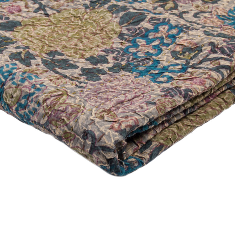 Kantha Quilted Throw Blanket