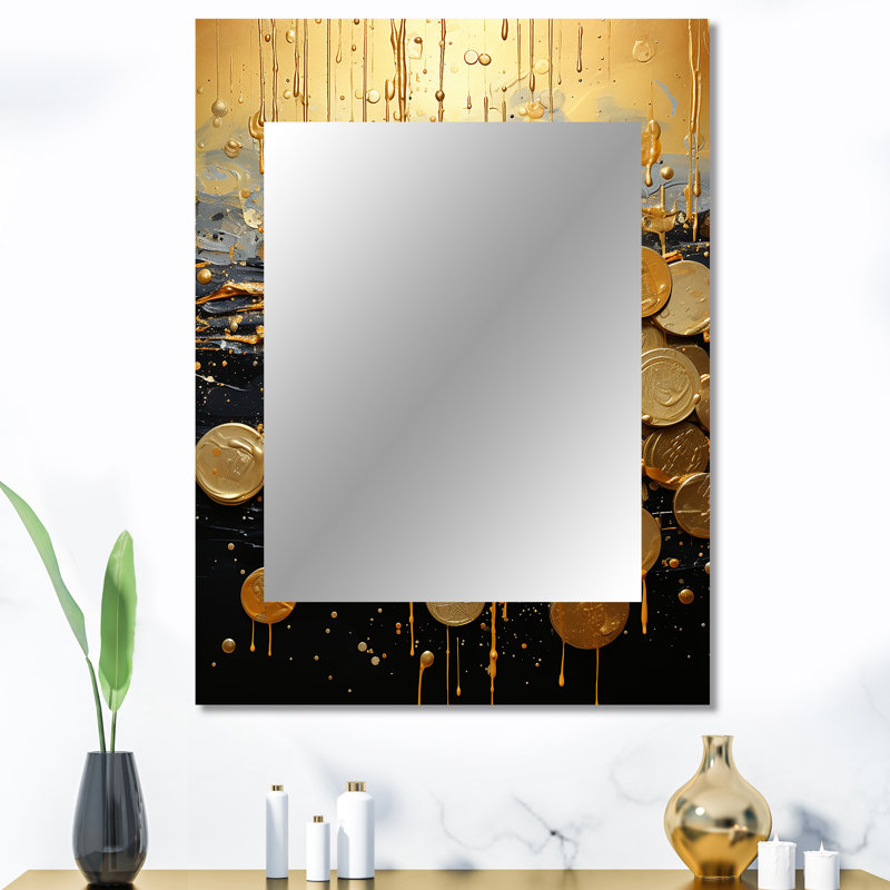 Argent Magic Popart I - miroir abstrait Popart unique, grand miroir mural doré, impression d'art en métal, 40 po x 30 po