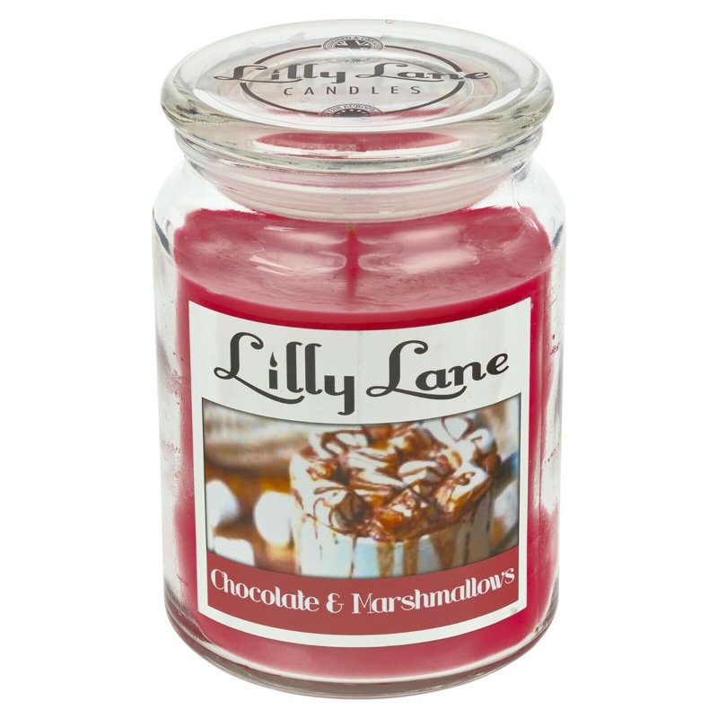 Chocolate & Marshmallows Scented Jar Candle with Glass Holder