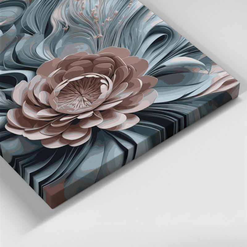 «Abstract Florals 71», art mural sur toile grise, H 14 po x l 11 po